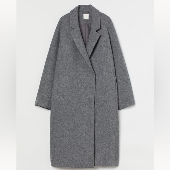 H&M Double Breasted Long Grey Coat. Size Small. - Picture 1 of 8